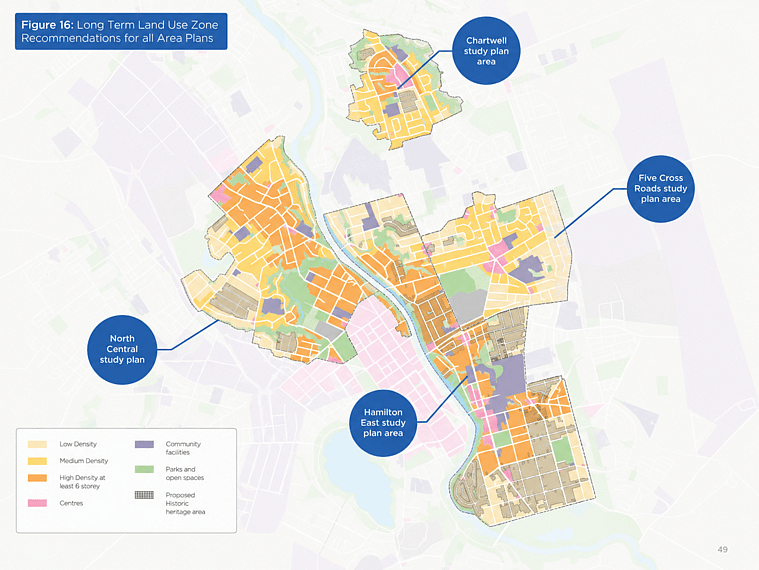 Land use planning map for the Hamilton Area Plans project