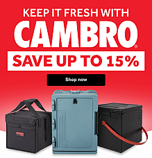 Nisbets offers - Cambro favourites, now up to 15% off  and New from Buffalo: high speed cooking