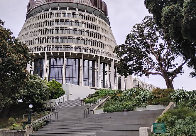 The 'Beehive', or the home of executive branch of the New Zealand Government