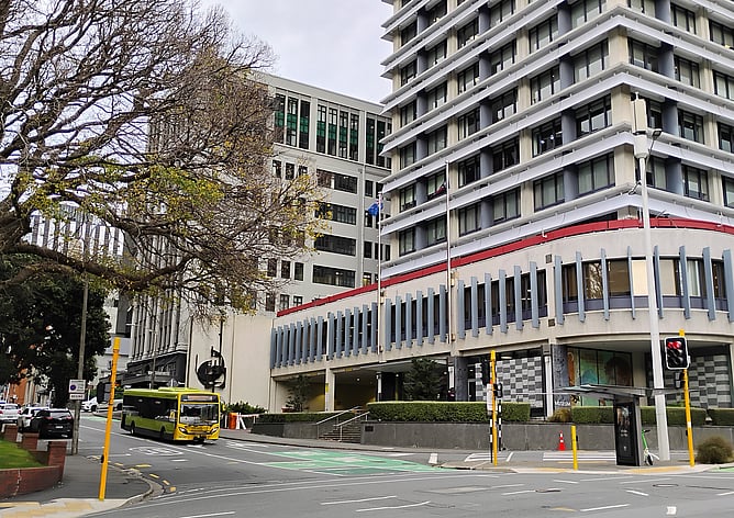 The intersection of Bowen Street and The Terrace in central Wellington, New Zealand