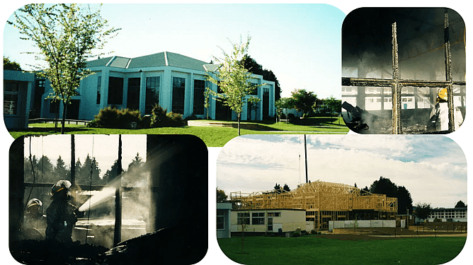 Images of the C block fire and new M Block.