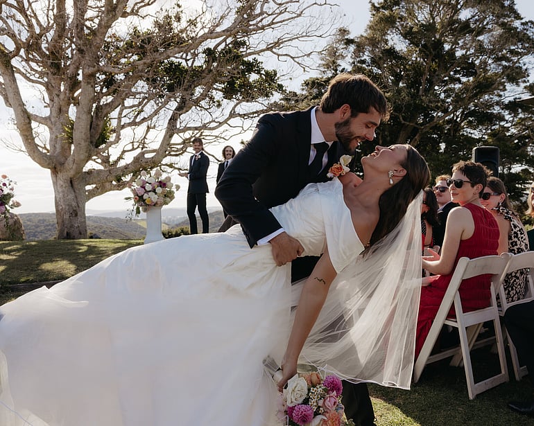 Wedding ceremony at Waiheke Island Vineyard Batch Winery