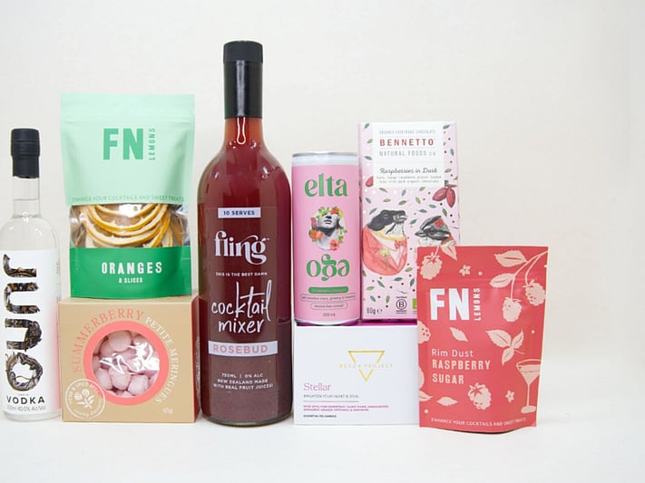 Wine and cocktail gift box NZ with NZ-made products from KYND Gift Boxes