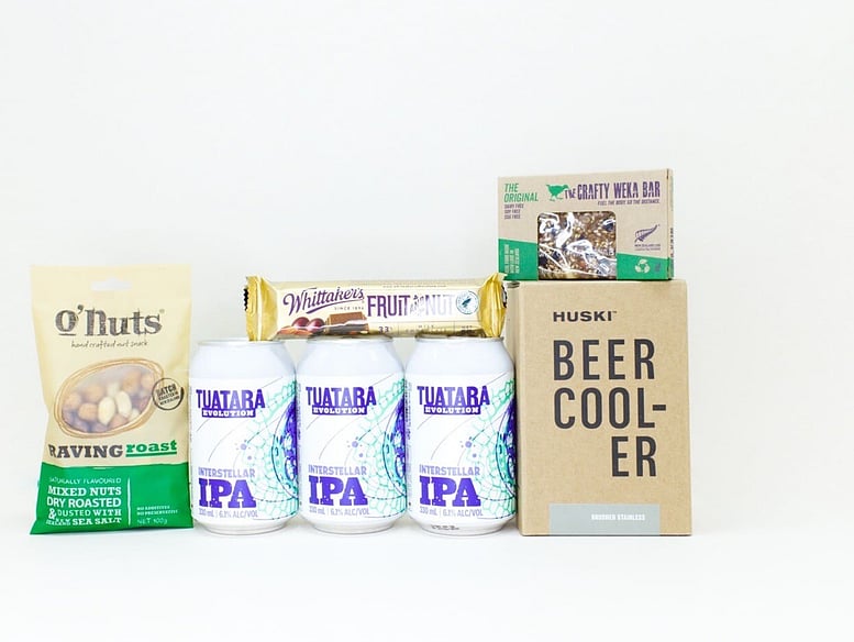 Craft Beer gift box NZ — NZ-made gift box for him with craft beer, beer cooler, nuts and chocolate