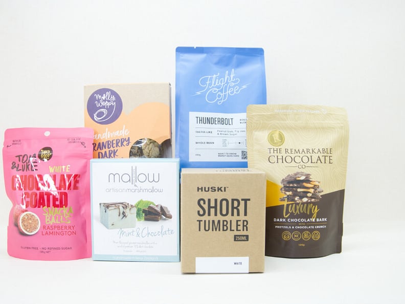 Coffee gift box NZ &mdash; NZ-made gift box with Flight coffee, Tom & Luke balls, artisan cookies and chocolate