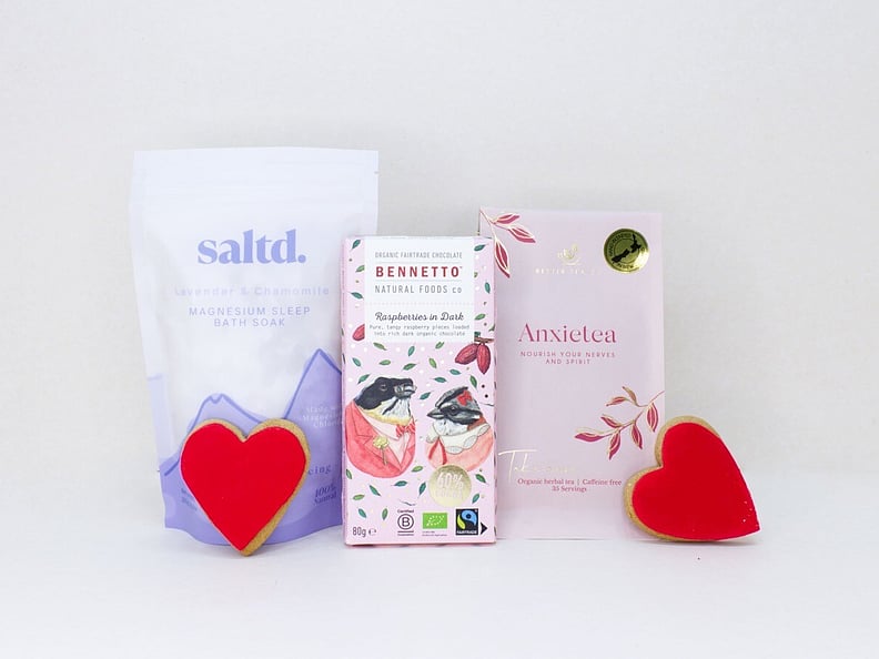 Rest and Restore gift box NZ &mdash; NZ-made self-care gift box with Saltd bath salts, Anxietea, Bennetto chocolate and cookies