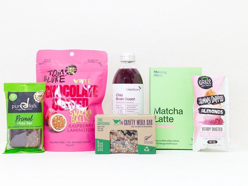 Mood Boost gift box NZ &mdash; NZ-made wellness gift box with Morning Made matcha, snack balls, muesli bar and nuts