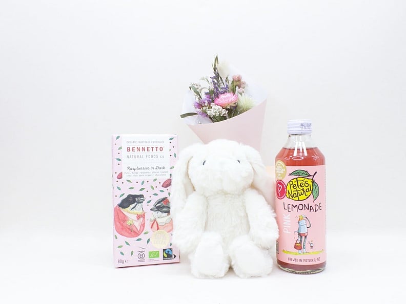 The Cute gift box NZ &mdash; NZ-made gift box with Lily & George teddy, dried flowers, chocolate and alcohol-free drink