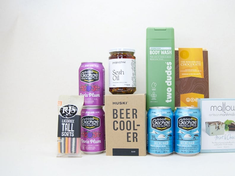Spoil Him gift box NZ &mdash; NZ-made gift box for him with craft beer, Huski tumbler, marshmallows and chocolate