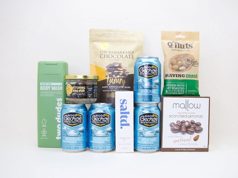 The Big Beer gift box NZ &mdash; premium NZ-made gift box for him with craft beer, BBQ rub, Saltd bath salts, almonds and chocolate
