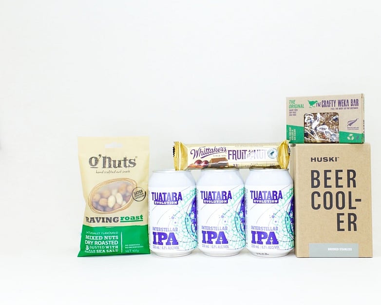 Craft Beer gift box NZ &mdash; NZ-made gift box for him with craft beer, beer cooler, nuts and chocolate