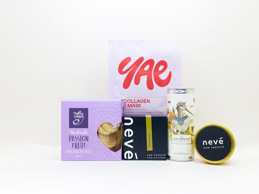 A Little Self-Care gift box NZ &mdash; NZ-made self-care gift box with candle, wine, face mask and cookies