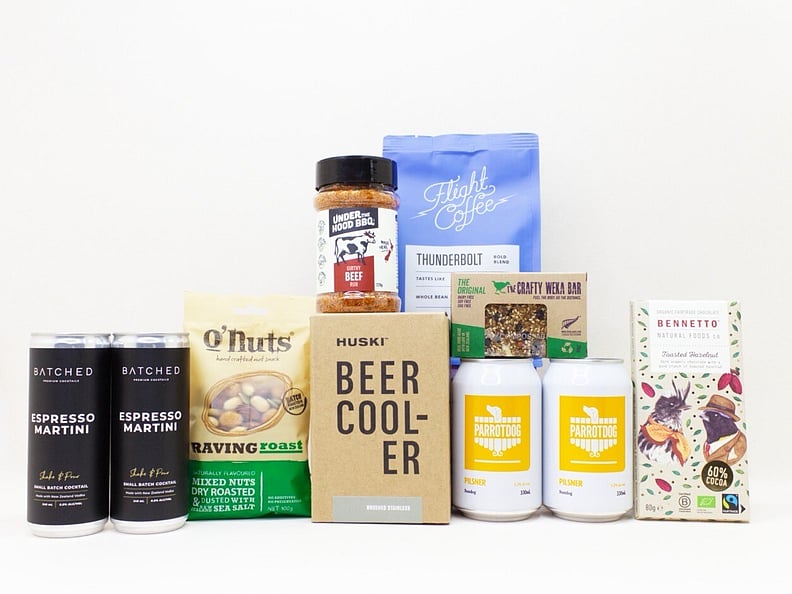 Just for the Men gift box NZ &mdash; NZ-made gift box for him with beer, espresso martini, coffee, chocolate and nuts