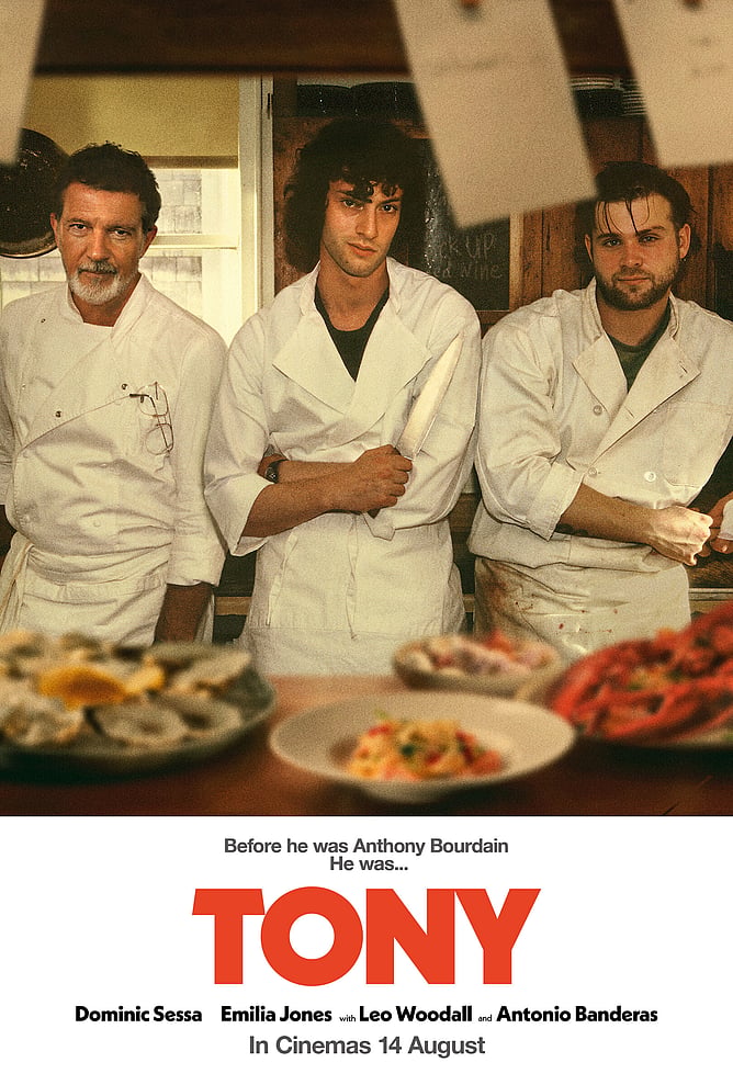Poster for 'TONY', A24’s Anthony Bourdain origin story directed by Matt Johnson and released in UK and Irish cinemas from 14 August 2026.