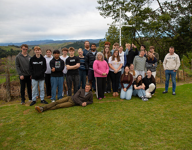 Young people and their youth leaders at the Lower North Island First Training Retreat at Highland Home 2026