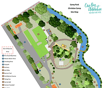 Site MAp of Carey Park Christian Camp located Henderson Valley West Auckland