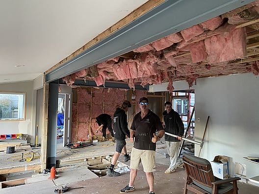 Steel beam in Waihi Beach renovation 