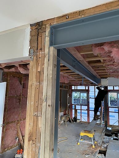Internal steel beam for beach house reno