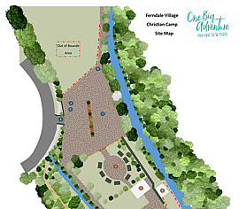 Site map of Ferndale Village Christian Camp, located in Henderson Valley West Auckland