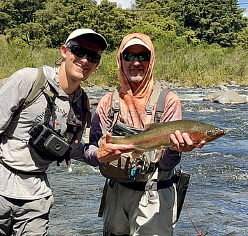 Ollie Bassett Fly Fishing Guiding Rotorua with client