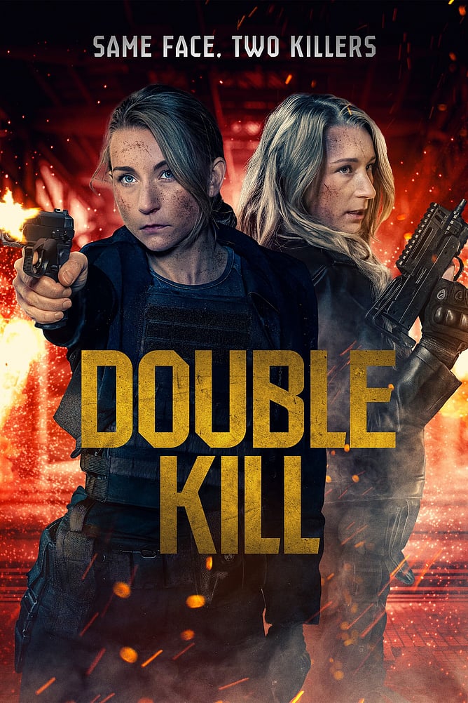 Poster for 'DOUBLE KILL', a 2026 twin assassin action thriller coming to the UK from High Fliers Films.
