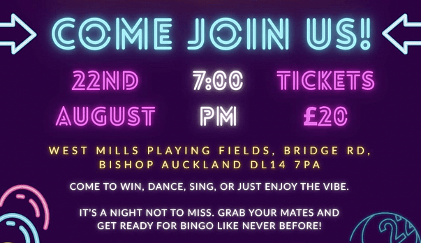 The Ultimate High-Energy Bingo Party is Coming to Bishop Auckland Rugby Club.
