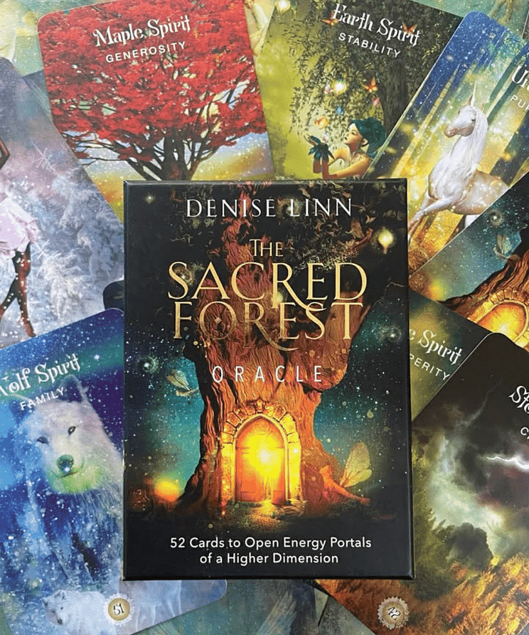 the sacred forest oracle by denise linn pictured on a range of the cards from the deck