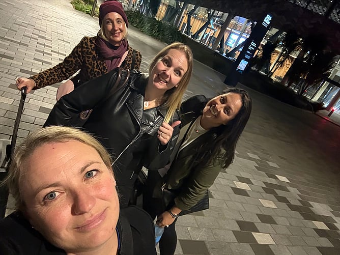 A selfie of the Grass Roots Media team leaving the Te Pae venue