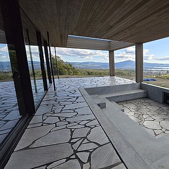 Crazy paving and new gate at a Rotorua property