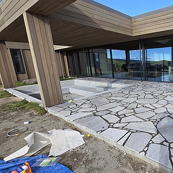 Ultrascape team installing hexagon tiles