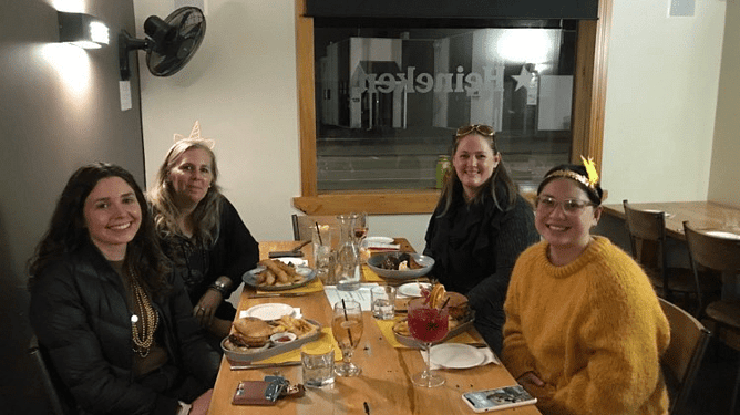 Rachel Wilson, Jade Cox, Kelly Windley and Hannah Taylor of Counted NZ enjoying a catch up 
