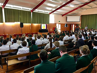 Korrin speaking at Mackenzie College