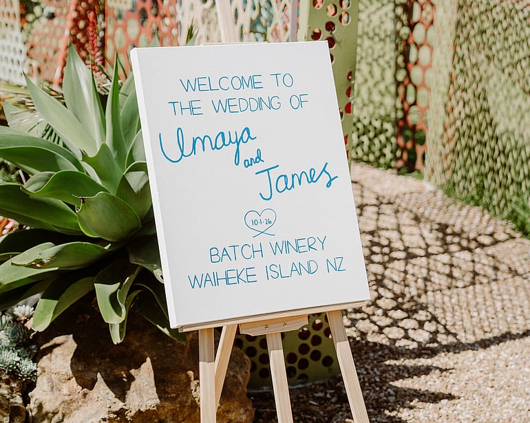 Wedding ceremony at Waiheke Island Vineyard Batch Winery