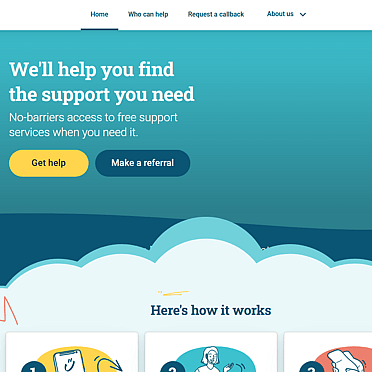 Here to Help U Screenshot of website homepage