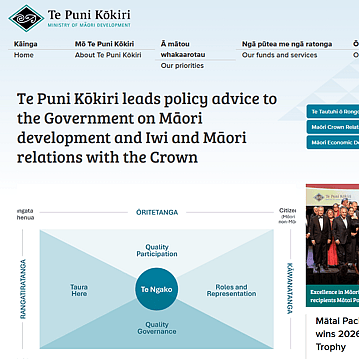 Screenshot of Te Puni Kokiri website