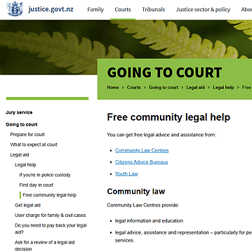 Ministry of Justice Website Screenshot