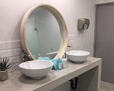 Representative image of a decorative concrete coating on a bathroom vanity