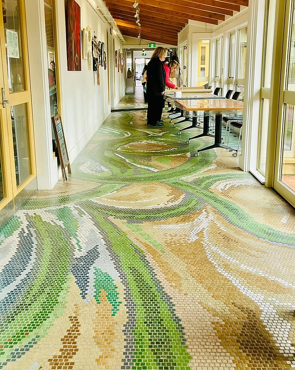 The Arts Village Rotorua mosaic hallway