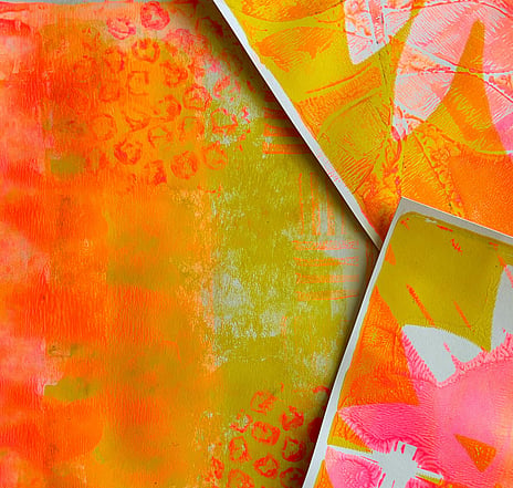 Vibrant print art. Merrilyn George Gelli Printing workshop for Waimarino Art Awards 2026 Image by dkgreenlee-78IJe7NsFBA-unsplash