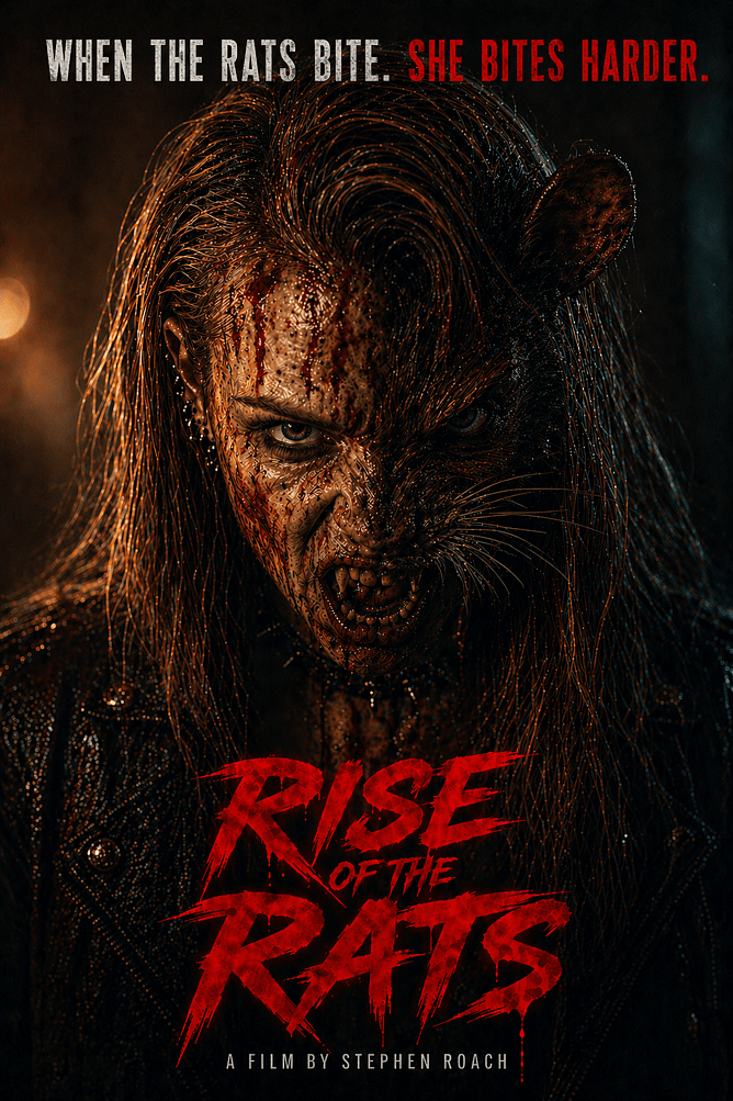 Poster for 'RISE OF THE RATS', a 2026 British punk creature horror directed by Stephen Roach and sold worldwide by Black Mandala.