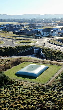 Flexi Tank used for storage on a roading & subdivision project