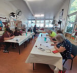 People making art at their own pace during an Arts for Health Open Studio session in Hamilton.
