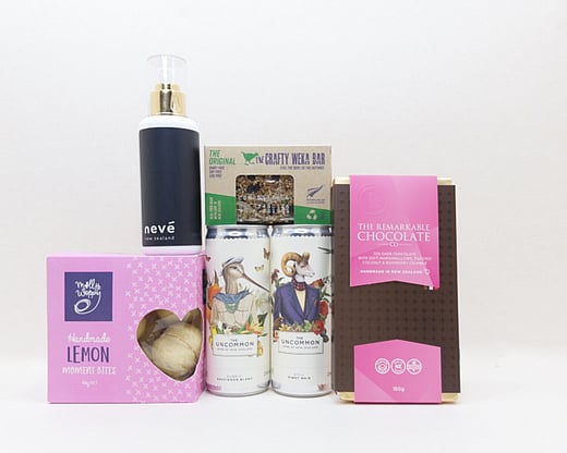 the you deserve this gift box - molly woppy cookies, neve room spray, weka muesli bar and remarkable chocolate bar