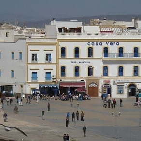 Town square with whitewashed buildings on the Moroccan Magic route