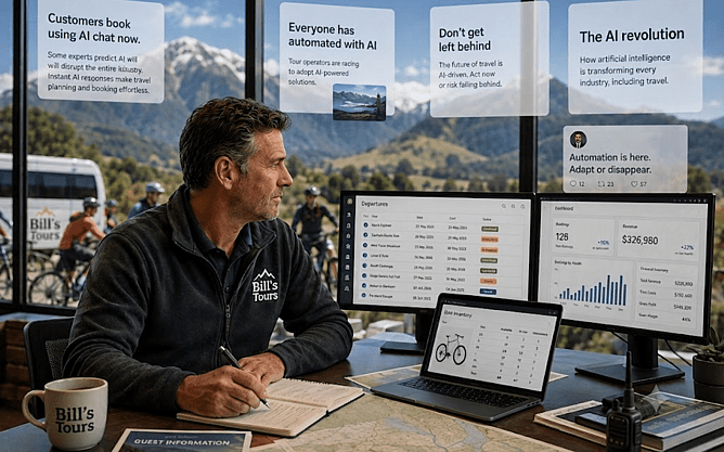 A tour operator reviews business operations and AI insights, focusing on practical ways to improve efficiency and support day-to-day decision-making.