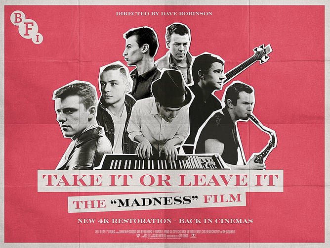 'TAKE IT OR LEAVE IT' 4K restoration trailer poster image for the 1981 Madness music film released by BFI Distribution.