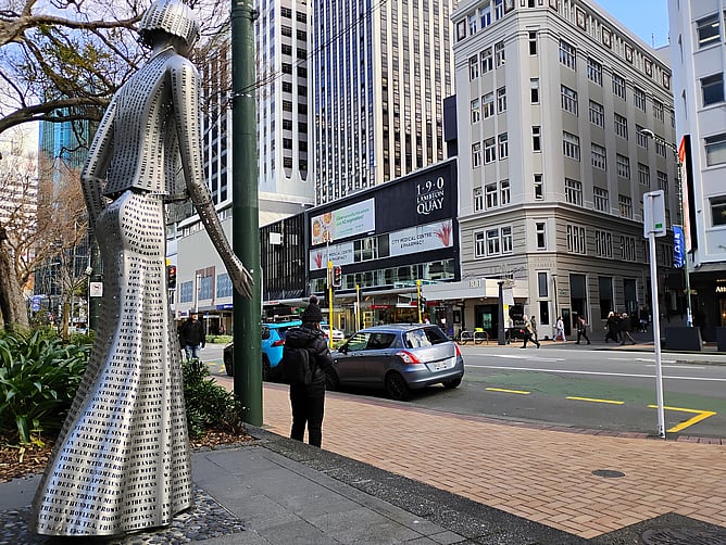 The Woman of Words statue of Katharine Mansfield on Lambton Quay, Wellington, New Zealand
