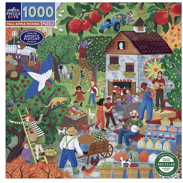 eeboo 1000 Piece Jigsaw Puzzle: Fall Apple Picking