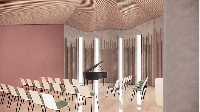 Internal render of the Dame Malvina Major Music Centre