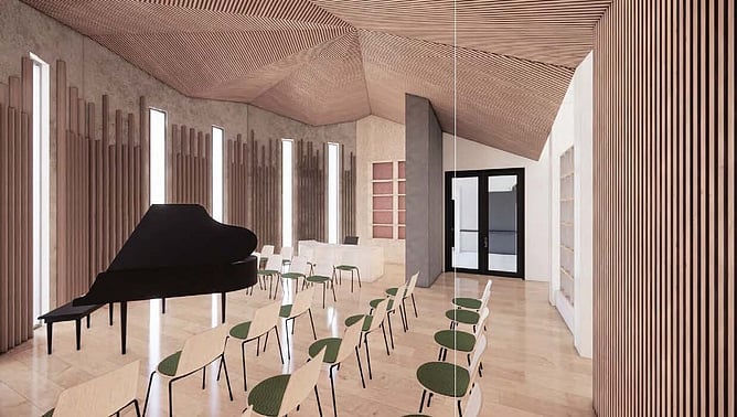 Internal render of the Dame Malvina Major Music Centre